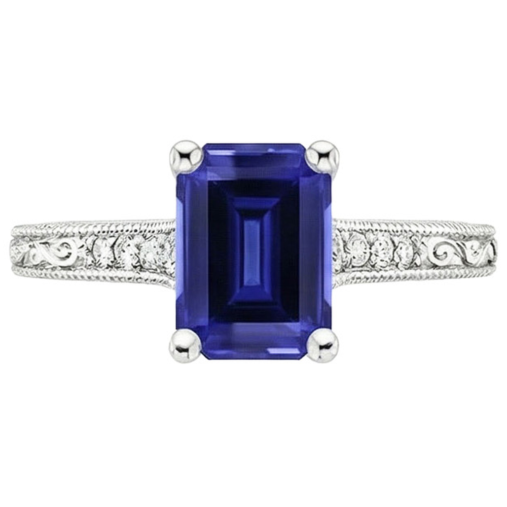 natural emerald sapphire 3.50ct ring close up detail