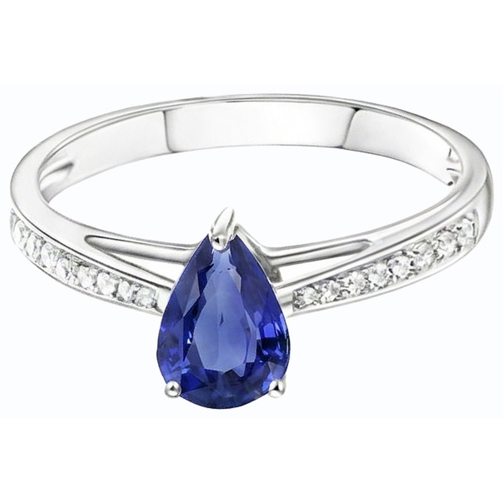 Blue Sapphire Solitaire Ring & Pave Set Natural Earth Mined Diamond Accents 2.50 Carats