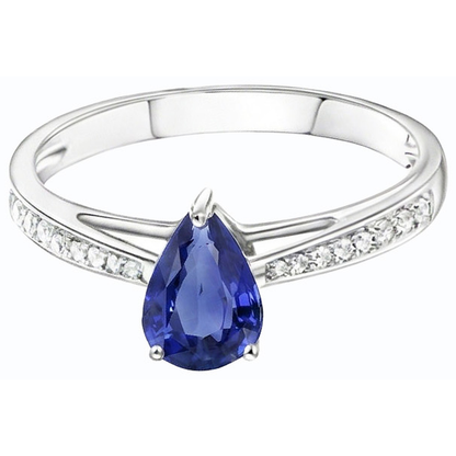 Blue Sapphire Solitaire Ring & Pave Set Natural Earth Mined Diamond Accents 2.50 Carats