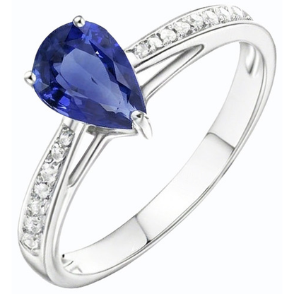 Blue Sapphire Solitaire Ring & Pave Set Natural Earth Mined Diamond Accents 2.50 Carats