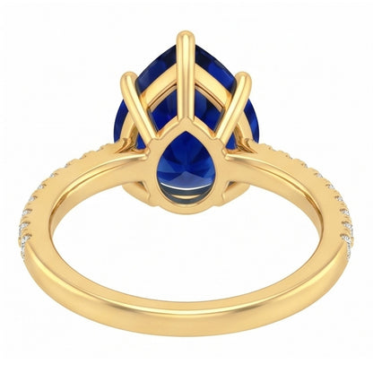 Blue Sapphire Solitaire With Natural Earth Mined Diamond Accents Gemstone Ring 3 Carats