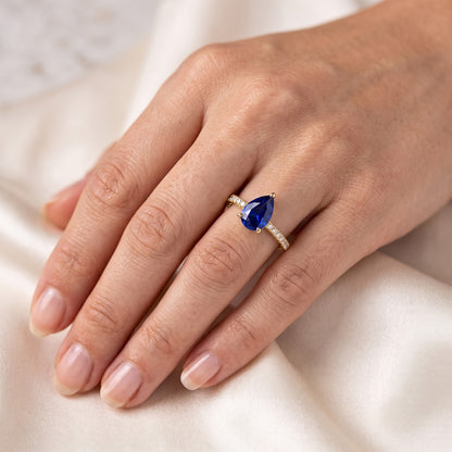 Blue Sapphire Solitaire With Natural Earth Mined Diamond Accents Gemstone Ring 3 Carats
