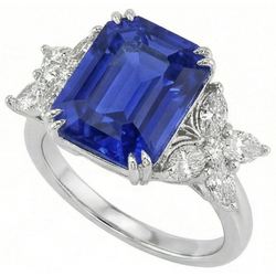 Blue Sapphire Wedding Ring Emerald Butterfly Style Natural Earth Mined Diamonds 3 Carats