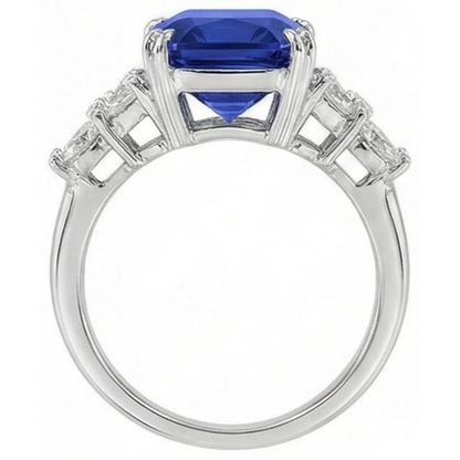 Blue Sapphire Wedding Ring Emerald Butterfly Style Natural Earth Mined Diamonds 3 Carats