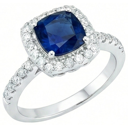 Blue Sapphire With Natural Earth Mined Diamonds 3.50 Ct Anniversary Ring White Gold 14K