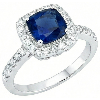Blue Sapphire With Natural Earth Mined Diamonds 3.50 Ct Anniversary Ring White Gold 14K