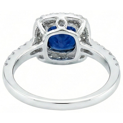 Blue Sapphire With Natural Earth Mined Diamonds 3.50 Ct Anniversary Ring White Gold 14K