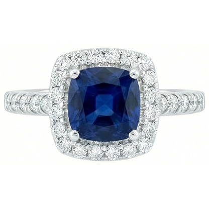 Blue Sapphire With Natural Earth Mined Diamonds 3.50 Ct Anniversary Ring White Gold 14K