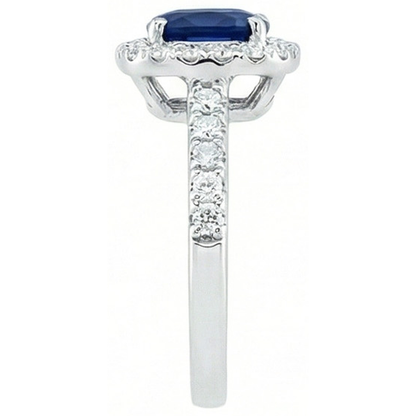 Blue Sapphire With Natural Earth Mined Diamonds 3.50 Ct Anniversary Ring White Gold 14K