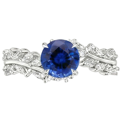 Blue Sapphire & Marquise Natural Earth Mined Diamond Ring 3 Carats New