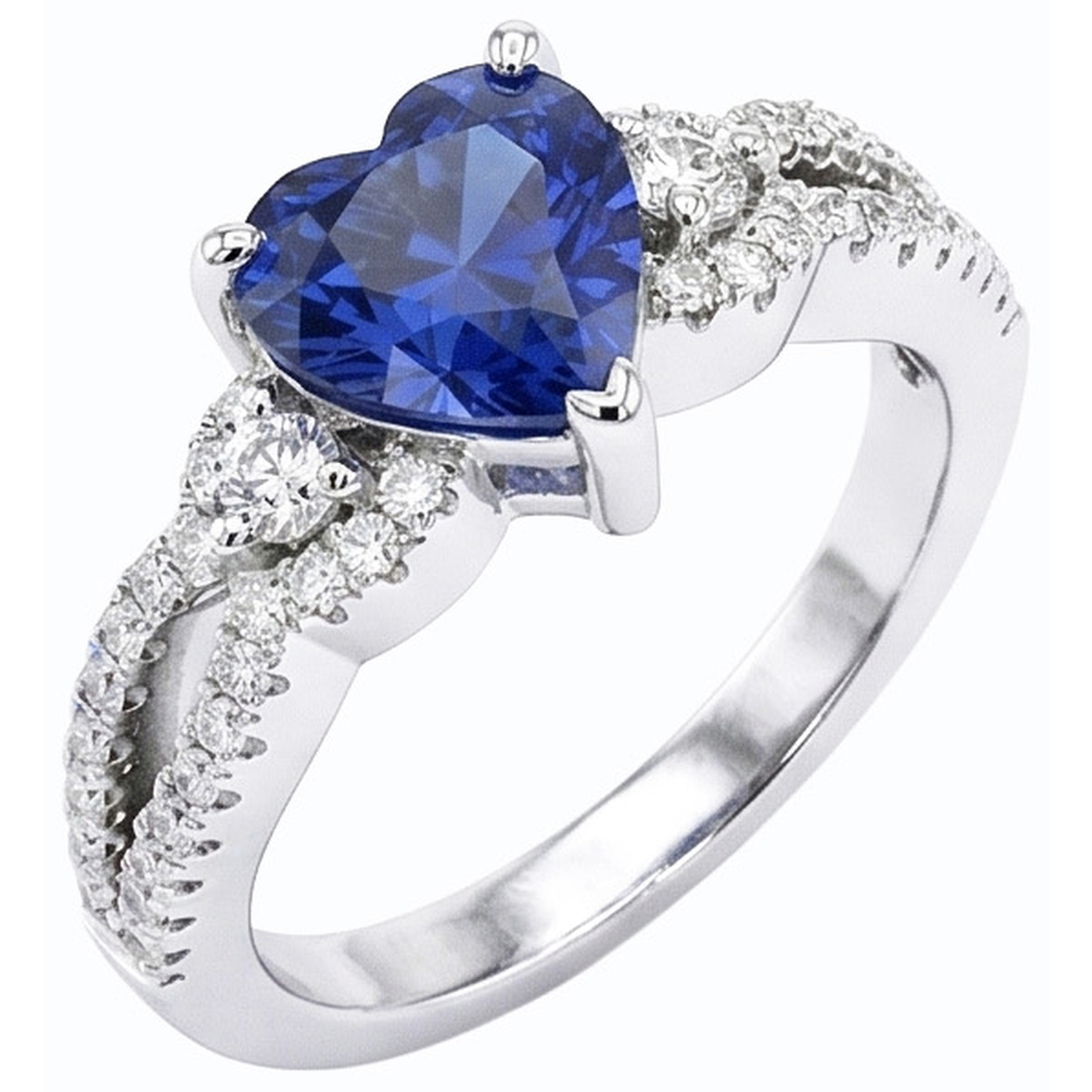 natural round sapphire 4.50ct ring close up detail
