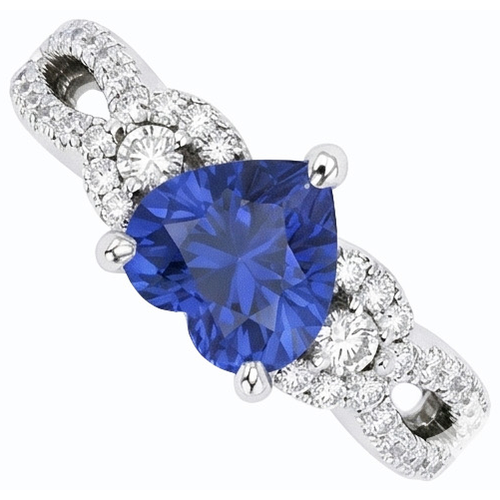 natural round sapphire 4.50ct ring top view