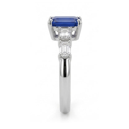 Blue Sapphire & Natural Earth Mined Diamond Ring Emerald 2.50 Carats 5 Stone Jewelry