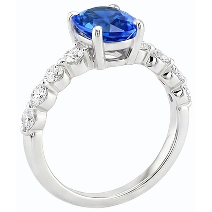 Blue Sapphire & Natural Earth Mined Diamond Ring Oval Shaped 4.50 Carats Women’s Jewelry