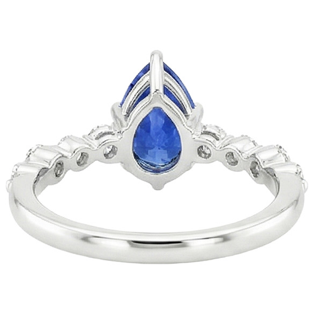 Blue Sapphire & Round Natural Earth Mined Diamond Engagement Ring With Accents 4.25 Carats