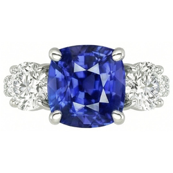 Natural Sapphire Ring 3.50ct - White Gold 14K