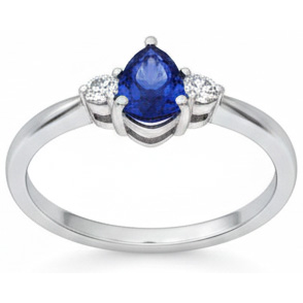 Blue Shappire Natural Earth Mined Diamond Wedding Ring