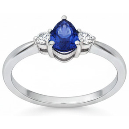 Blue Shappire Natural Earth Mined Diamond Wedding Ring