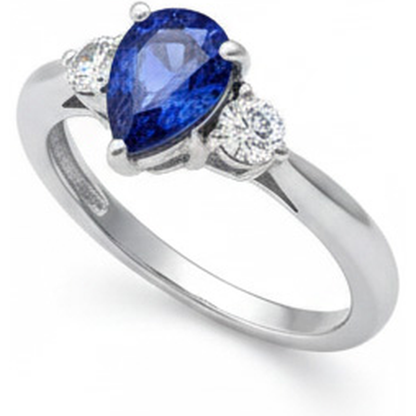 Blue Shappire Natural Earth Mined Diamond Wedding Ring