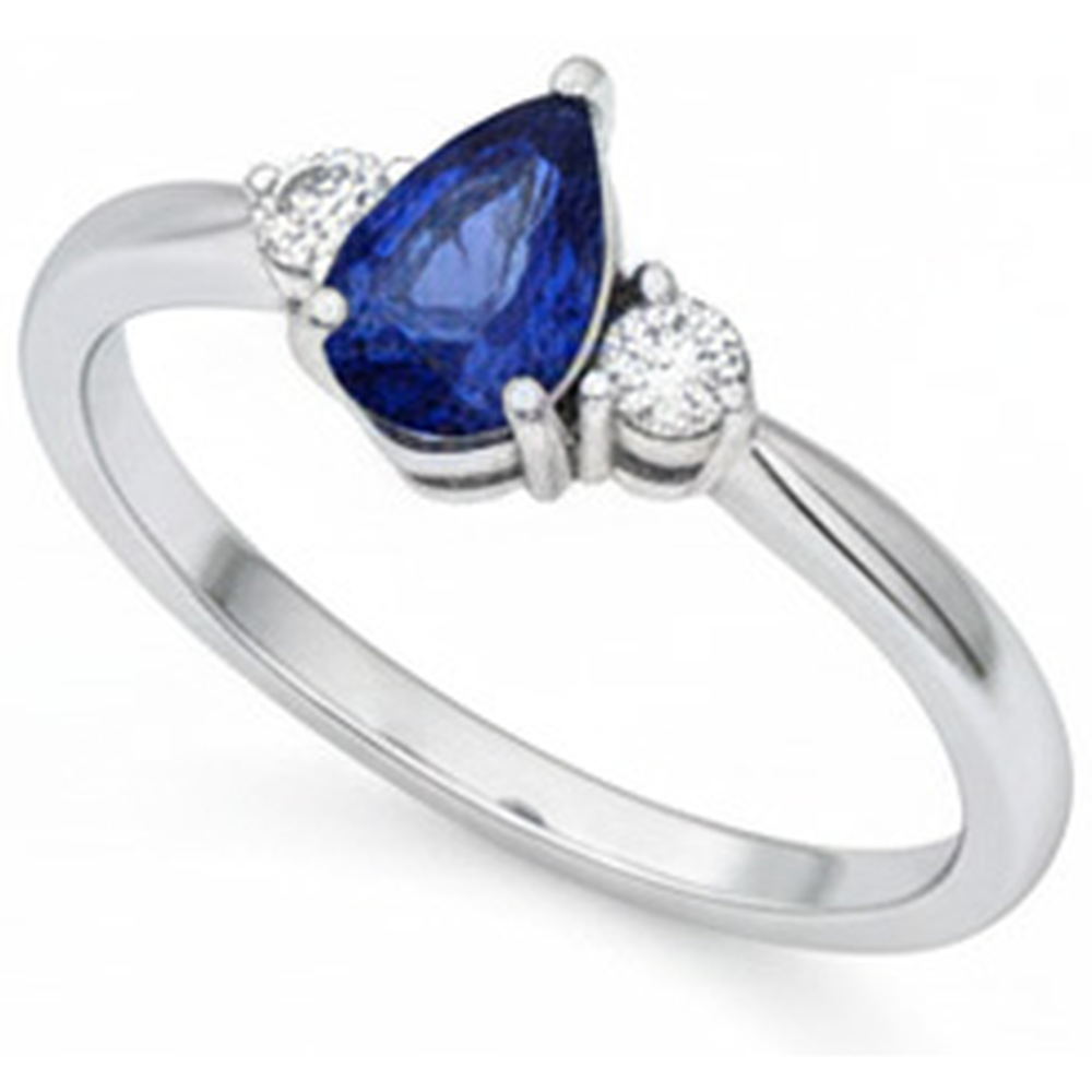 Blue Shappire Natural Earth Mined Diamond Wedding Ring