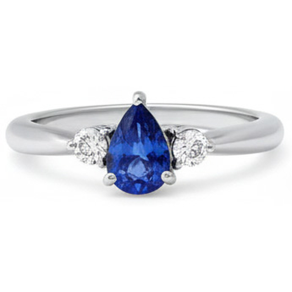 Blue Shappire Natural Earth Mined Diamond Wedding Ring