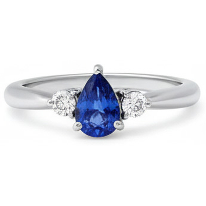 Blue Shappire Natural Earth Mined Diamond Wedding Ring