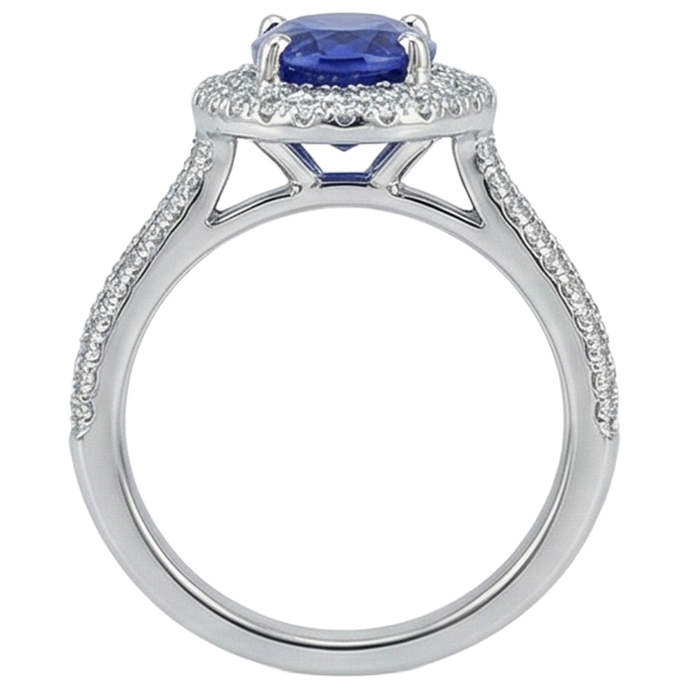Blue Tanzanite With Natural Earth Mined Diamonds 10.75 Ct Wedding Ring White Gold 14K