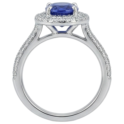 Blue Tanzanite With Natural Earth Mined Diamonds 10.75 Ct Wedding Ring White Gold 14K