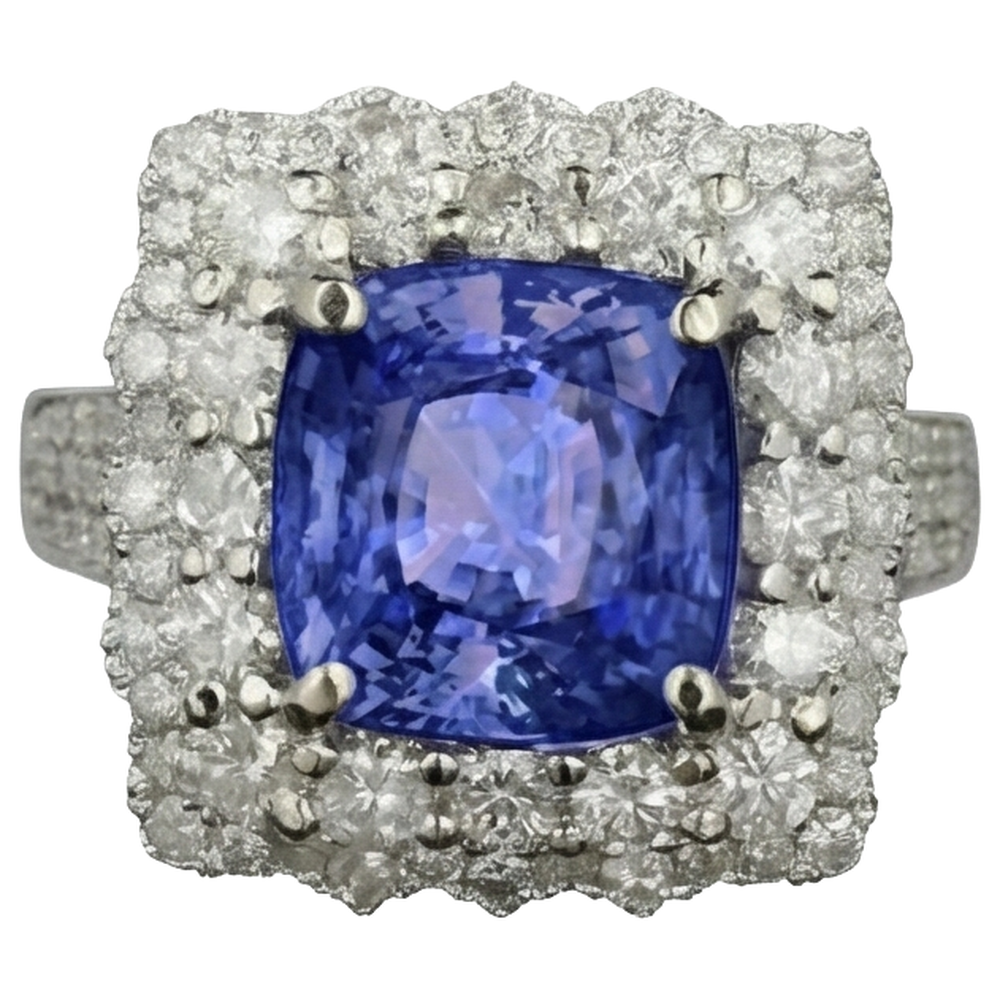 natural round tanzanite 9.75ct ring side angle