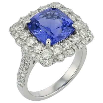 natural round tanzanite 9.75ct ring top view