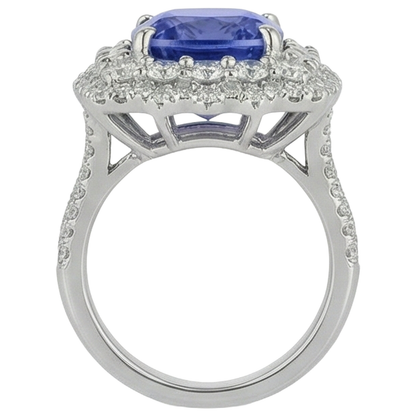 natural round tanzanite 9.75ct ring profile view