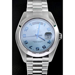 Blue Arabic Dial Platinum Rolex Day Date Ii 41 Mm Mens Watch