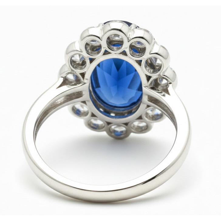 Blue Sapphire And Natural Earth Mined Diamond Engagement Ring