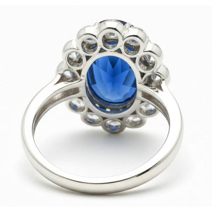 Blue Sapphire And Natural Earth Mined Diamond Engagement Ring