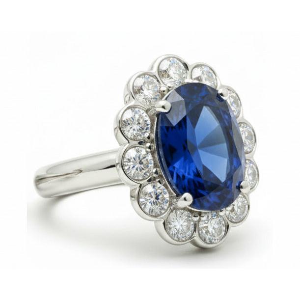 Blue Sapphire And Natural Earth Mined Diamond Engagement Ring