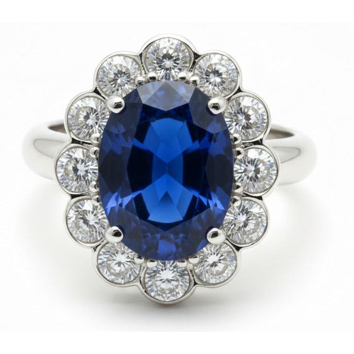 Blue Sapphire And Natural Earth Mined Diamond Engagement Ring