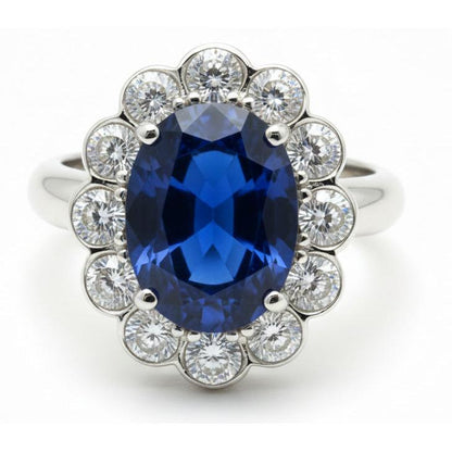 Blue Sapphire And Natural Earth Mined Diamond Engagement Ring