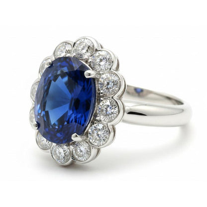 Blue Sapphire And Natural Earth Mined Diamond Engagement Ring
