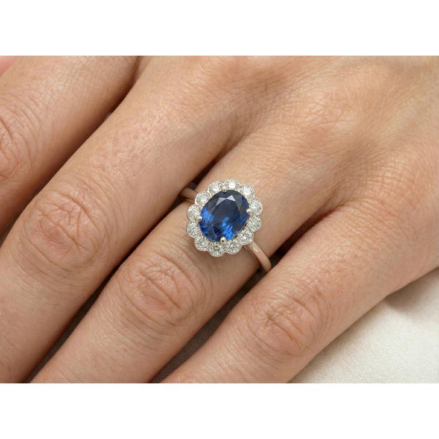 Blue Sapphire And Natural Earth Mined Diamond Engagement Ring