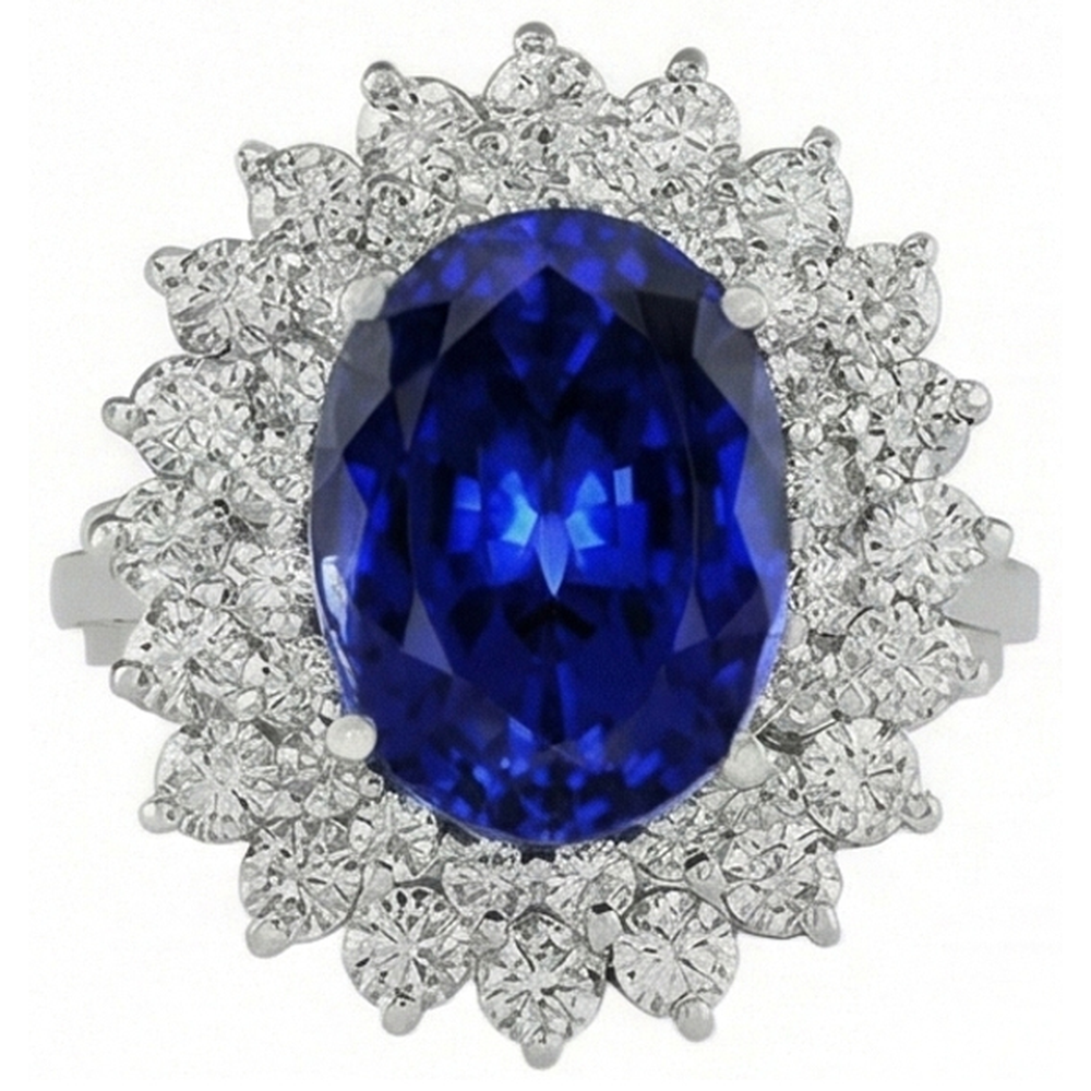 Blue Sapphire Gold 14K IGI CERTIFIED Diamond Ring