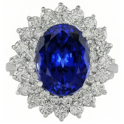 Blue Sapphire Gold 14K IGI CERTIFIED Diamond Ring