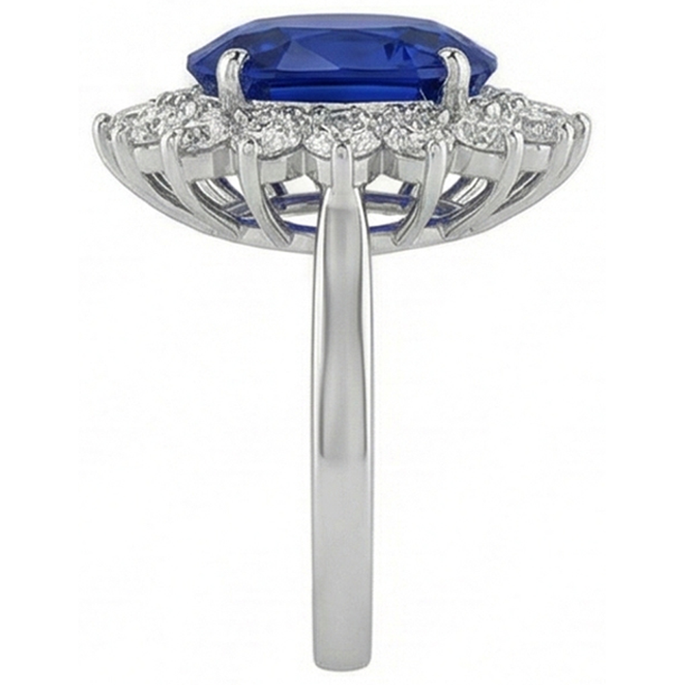 Blue Sapphire Gold 14K IGI CERTIFIED Diamond Ring