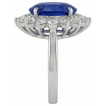 Blue Sapphire Gold 14K IGI CERTIFIED Diamond Ring