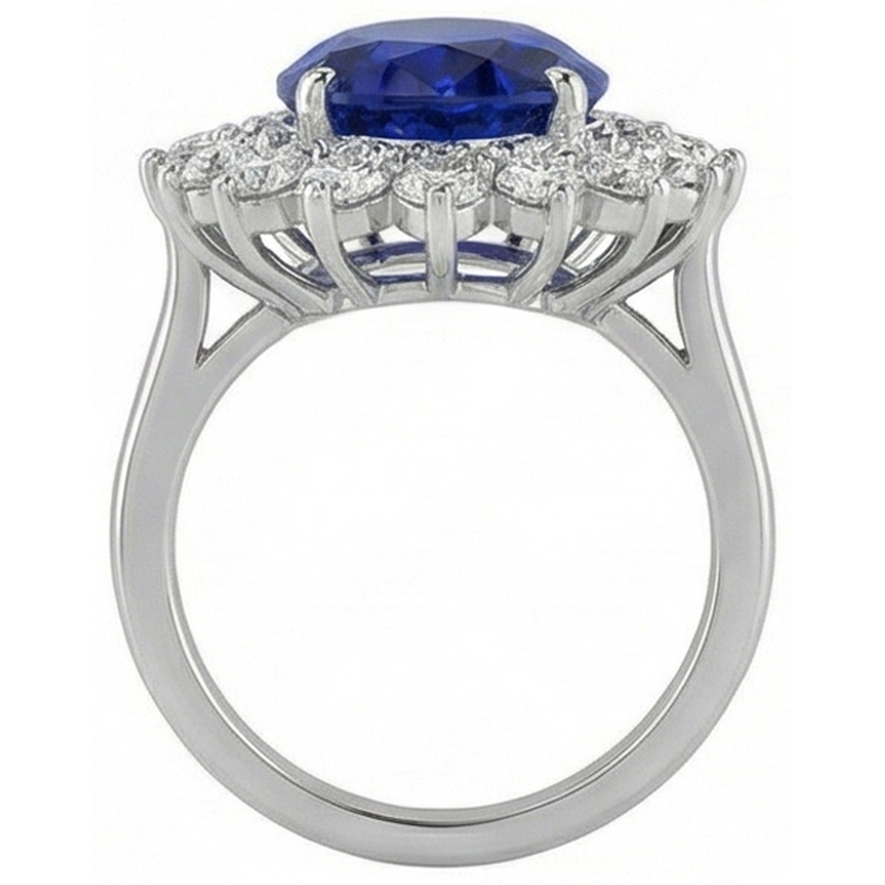 Blue Sapphire Gold 14K IGI CERTIFIED Diamond Ring