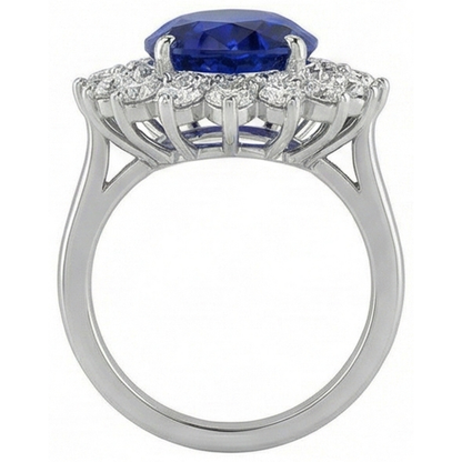 Blue Sapphire Gold 14K IGI CERTIFIED Diamond Ring