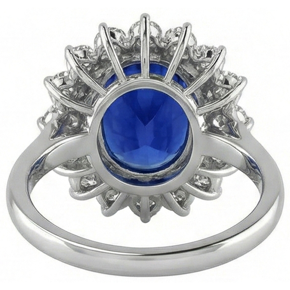 Blue Sapphire Gold 14K IGI CERTIFIED Diamond Ring