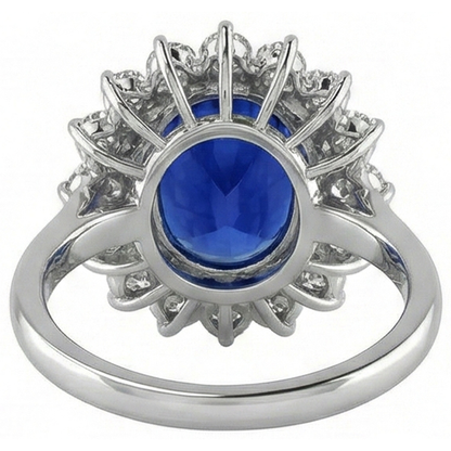 Blue Sapphire Gold 14K IGI CERTIFIED Diamond Ring