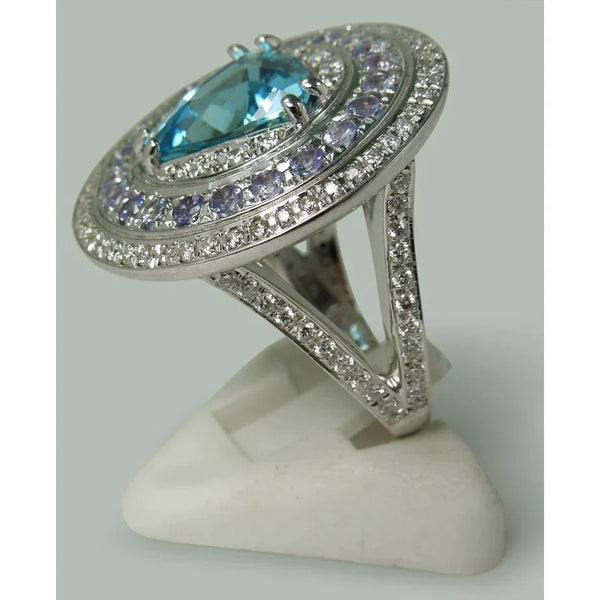 Blue Topaz Statement Piece Cocktail Ring