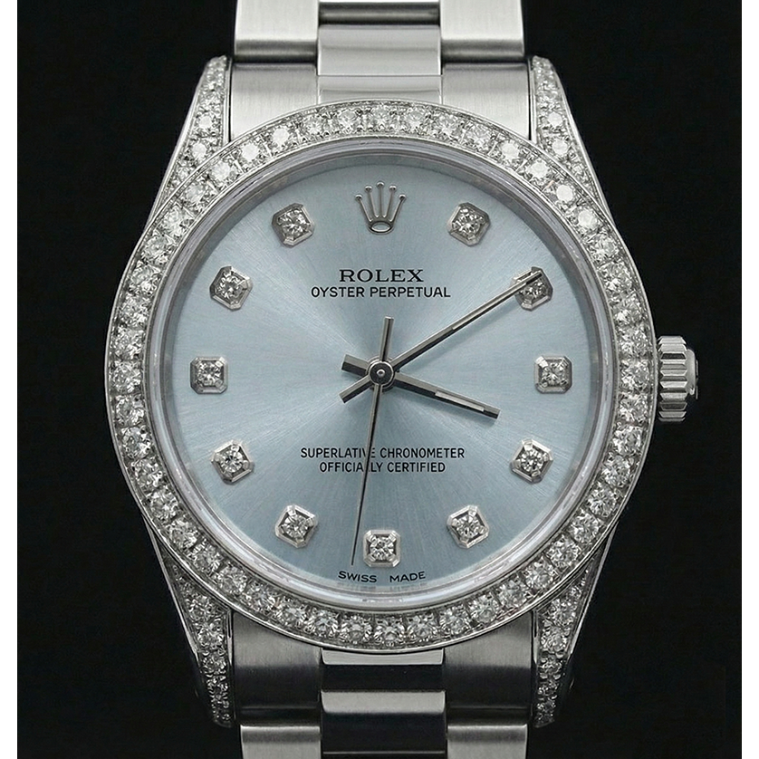 natural round diamond watch side angle
