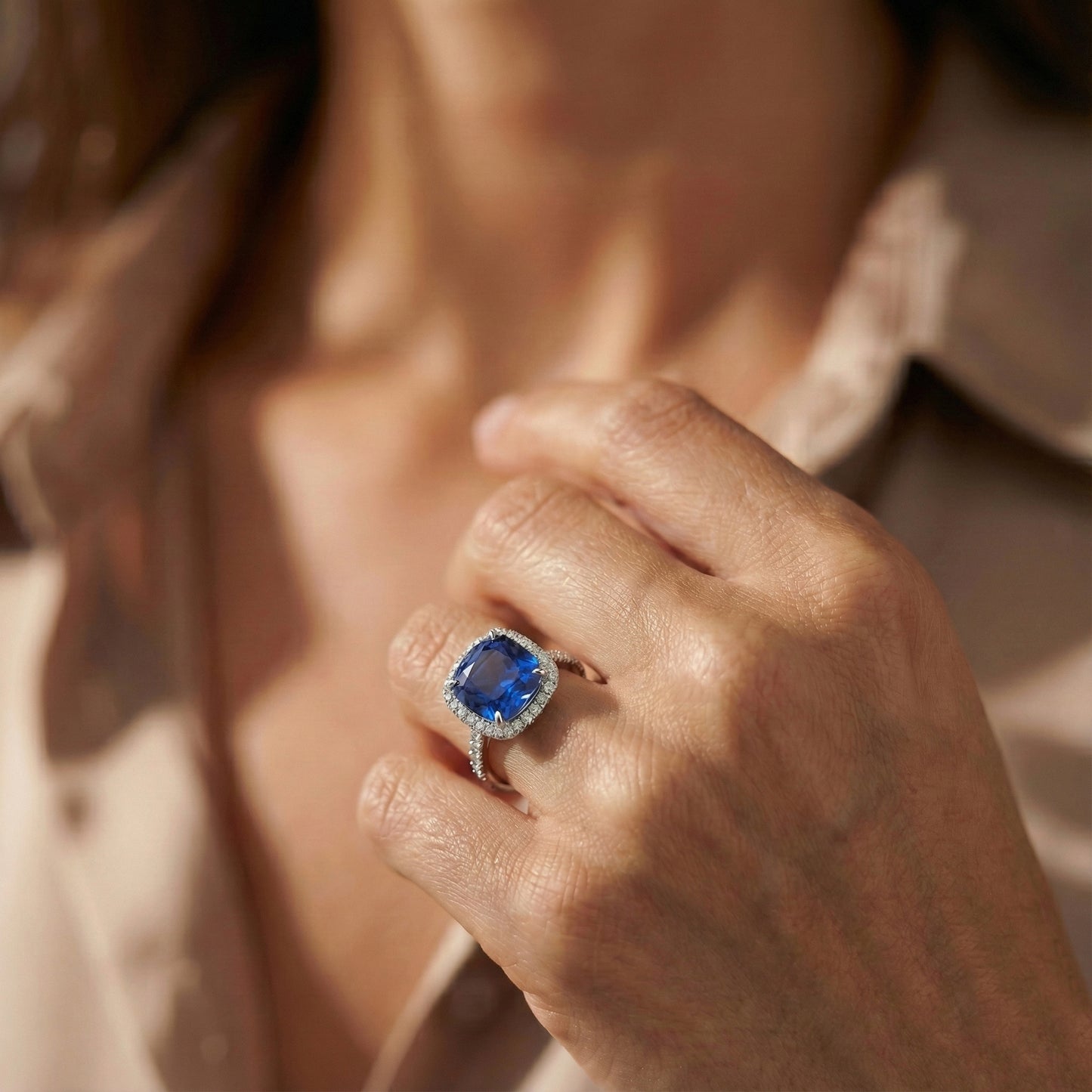 Natural Real ( Not Lab Grown )  Blue Kashmir Sapphire Wedding Ring For Women